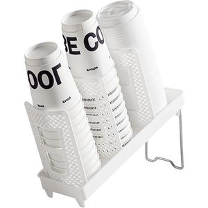 Coffee Cup Dispenser Countertop - Disposable Cup Organizer with Stand, Cup and Lid Holder, Paper Cup Holder for Cafe, Home Coffee Bar, Bathroom, Office Kitchen, Break Room, Restaurant (1Row-White)