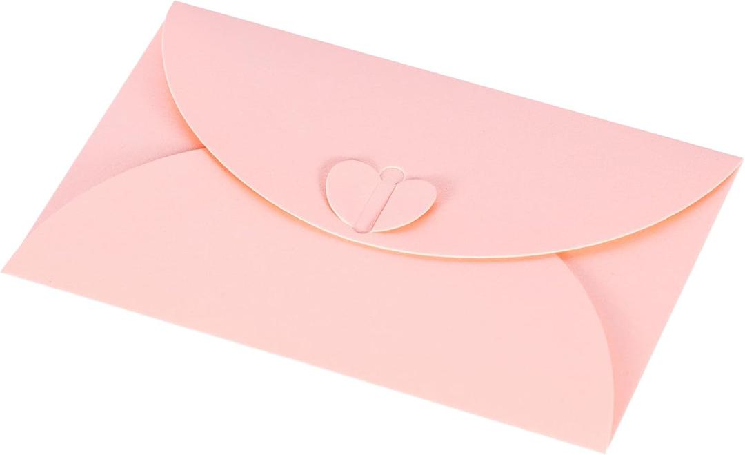 20 Pcs Gift Card Envelopes with Heart Shaped Clasp, Cute Medium Envelopes (6.1 x 4.1 inch) Perfect for Gift Cards, Love Letters, Wedding Greeting Party, Parties and Favors, Pink