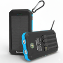 20,000mAh Solar Charger Power Bank 4 Cables 3 Ports, Blue