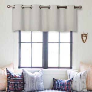 MRTREES Blackout Valance Curtains, Short Kitchen Curtain Valances Room Darkening, Grommet Top Small Window Topper Treatment for Living Room/Bedroom/Basement(1 Panel, 52x16 Inches, Greyish White)