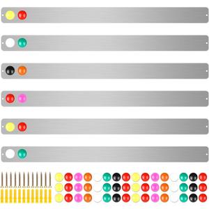 Mooliwe 6 Pieces 36 Inch Frameless Magnetic Stainless Iron Board Strips Bulletin Bar Magnetic Wall Board Memo Strip Set with 48 Pieces Colorful Magnets for School Office Home