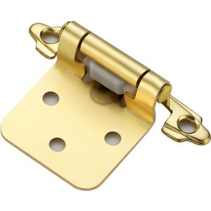 Home Expert 4 Pack (2 Pairs) Gold Cabinet Hinges for Kitchen Doors, Self-Closing, 1/2 Inch Overlay (Variable), Semi-Concealed Face Frame, Surface Mount Cabinet Hardware, Satin Brass