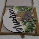 Sattiyrch Welcome Sign for Front Door Round Wood Sign Hanging for Farmhouse porch Door Decoration (White)