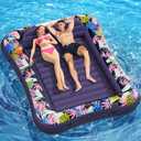 Inflatable Tanning Pool Lounger, OKSUWATER 87" x 63" Purple Pool Floats with Headrest & Cup Holder, Air Mattress Sun Tan Tub for Sunbathing, Outdoor, Seaside, Garden, Summer Water Bash (Purple-XL)