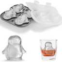 Nax Caki 3D Penguin Ice Cube Tray, 2.2" Large Thicked Silicone Fun Shapes Whiskey Ice Mold with Funnel for Cocktails,Bourbon,Brandy, Whiskey Gifts for Men Black