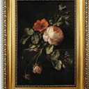 Vintage Gold Framed Moody Floral Wall Art,Dark Rose Still Life Canvas Print | Antique Moody Botanical Wall Decor,Dark Floral Aesthetic Painting,Rustic Cottagecore Artwork for Living Room Bedroom 16x24in