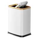 2.1 Gal Slim Bathroom Trash Can with Swing Lid, Rustproof Stainless Steel Small Garbage Can for Narrow Spaces & Toilet Side, Dog Proof Odor Control Waste Basket for Bedroom/Office, White