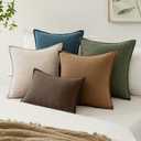 EMEMA Decorative Linen Throw Pillow Covers 24x24 Inch Brown Boho Farmhouse Neutral Couch Throw Pillows for Bed Pack of 2 Accent Pillowcase Modern Sofa Cushion Livingroom Home