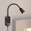 muyeziwo Wall Mounted Reading Light, Wall Light with Motion Sensor Switch, 5 Dimmable & Color Temperature Adjustable, USB-C Output, Flexible Neck Book Light for Bed, Heaboard (Black-1P)