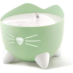 Catit PIXI Drinking Fountain  Cat Water Fountain with Triple Filter and Ergonomic Drinking Options, Green