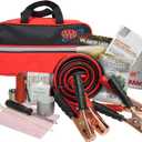 Lifeline AAA Premium Road Kit, 42 Piece Emergency Car Kit with Jumper Cables, Flashlight and First Aid Kit,4330AAA,Black