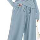 PRETTYGARDEN Women's 2 Piece Lounge Sets Asymmetrical Long Sleeve T Shirt Wide Leg Pants Casual Outfits Tracksuit (Large)