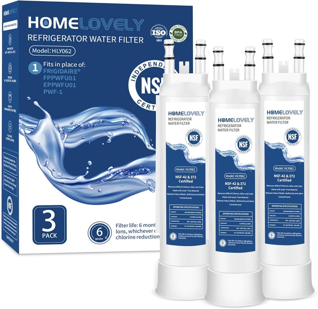 FPPWFU01 Water Filter Replacement, Compatible with Frigidaire FPPWFU01, EPPWFU01, PureAdvantage PWF-1, PurePour PWF-1 (Pack of 3)