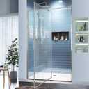 GroGro 44-48" W x 71" H Semi-Frameless Pivot Swing Glass Shower Door,with 1/4" (6mm) Clear SGCC Tempered Glass,Chrome Finish,Reversible Installation