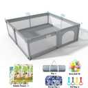 Baby Playpen 79" X 71", LUTIKIANG Play Yard for Babies and Toddlers with Mat, Safety Extra Large Baby Fence Area, Indoor & Outdoor Kids Activity Play Center with Anti-Slip Suckers and Zipper Gate.