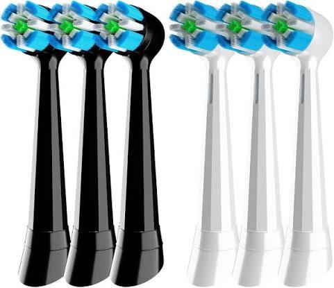 iO Replacement Heads Compatible with Oral B iO, 6-Pack Toothbrush Heads Compatible with iO 2 3 4 5 6 7 8 9 10 Series Electric Toothbrush, Black/White