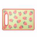 Strawberry Flowers Cutting Board Summer Fruit Cute Pink Grip Handle Chopping Boards Cutting Board for Kitchen Plastic 12" x 8"