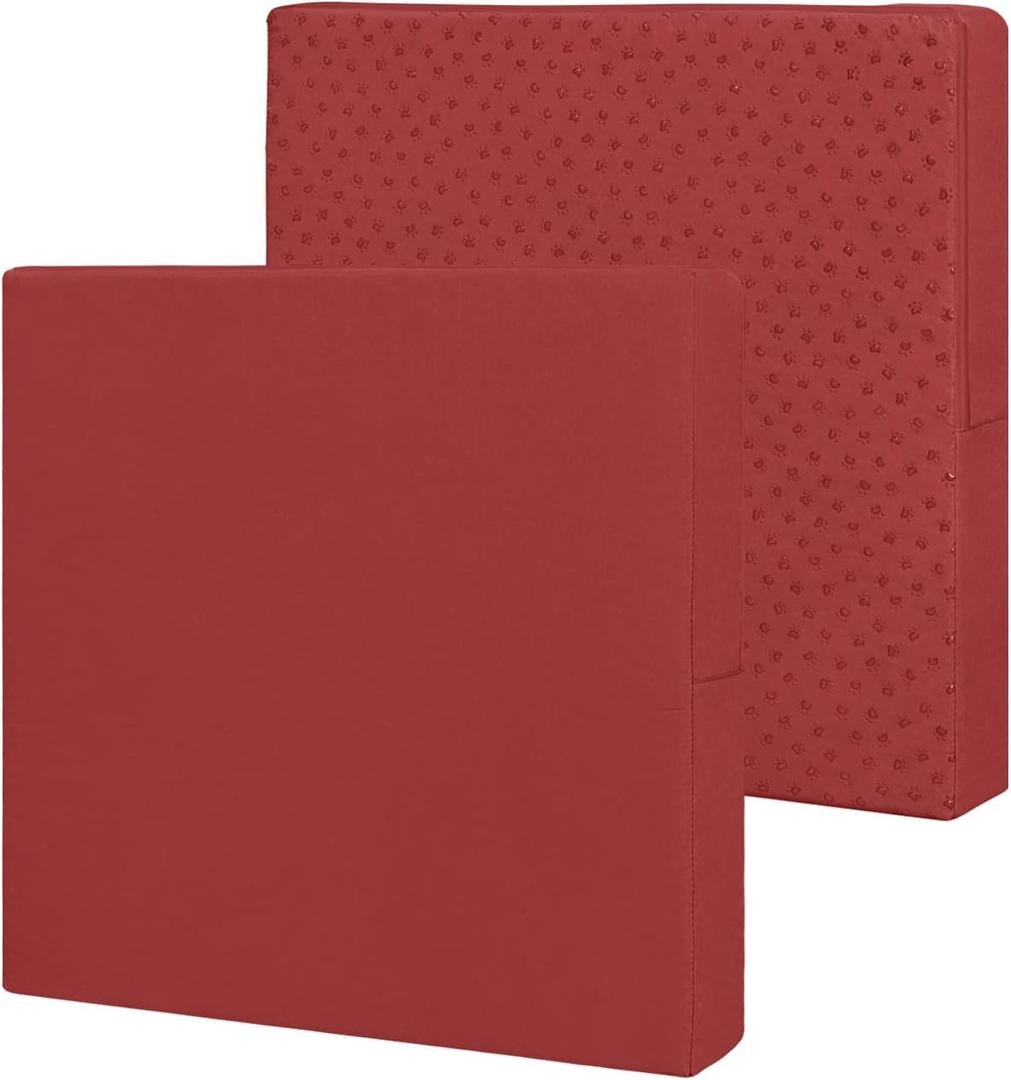 Easy-Going Waterproof Patio Cushion Covers 24x22x4 inch 2 Pack Replacement Non-Slip Outdoor Seat Cushion Slipcover with Zipper. Red