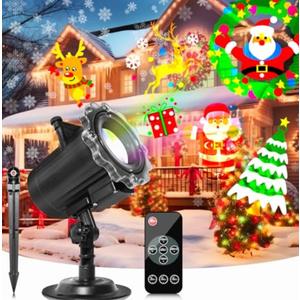 Segotendy Christmas Projector Lights Outdoor, Year Round 10 Festival Theme 16 Slides Holiday Projector Light, Waterproof Christmas Decorations Led Projector with Remote Control,Timer