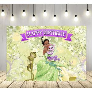 Princess Tiana Backdrop for Birthday Party Supplies Photo Backgrounds Princess and The Frog Birthday Theme Baby Shower Banner 59x38in