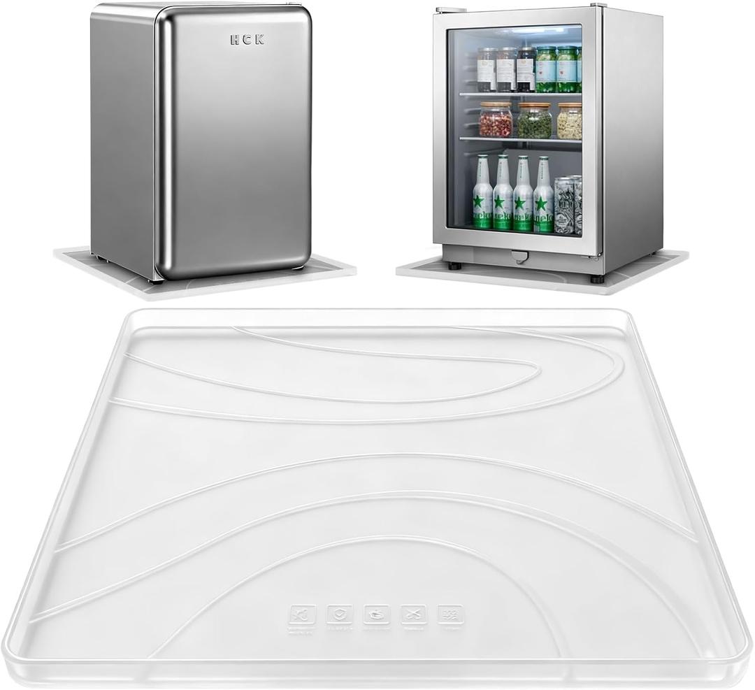Mini Fridge Silicone Mat,19.7"x19.7"x0.5" Under Refrigerator Mat, Mini Fridge Drip Pan Prevent Water Leakage,Floor Damage,Protect Mat for Small Fridge,Refrigerator,Freezer-Translucent