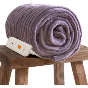 GOTCOZY Electric Blanket Heated Throw 50''X60''- Ribbed Faux Fur Heated Blanket with 4 Heating Level & 3 Hour Auto Off Heating Blanket, ETL&FCC Certified Machine Washable(Violet)