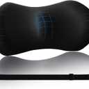 Lumbar Pillow with Adjustable Strap, Memory Foam Lumbar Support Pillow for Office Chair and Car Seat, Back Pillow for Lower Back, Back Support Pillow for Sitting, Driving, Traveling (Black)