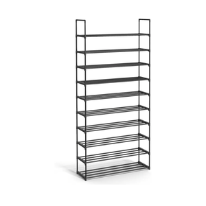 SONGMICS Shoe Rack, 10-Tier Shoe Organizer, Metal Storage Shelf, Upright or Upside Down, for 44-55 Pairs, for Entryway, 11.8 x 36.2 x 68.1 Inches, Black 
