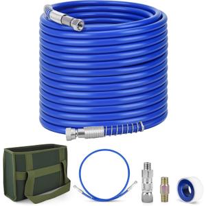 100Ft x 1/4" Airless Paint Sprayer Hose, High Pressure Hose Kit with 5Ft Whip Hose, 1/4" Hose Connector, Swivel Joint, PTFE Tape & Carrying Bag for Airless Spraying Machine