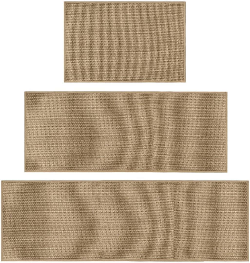 Artoid Mode Washable Non Slip Kitchen Rugs and Mats Set of 3, Rubber Backing Absorbent Kitchen Mats for Floor Front of Sink - 24"x36"+24"x60"+24"x72"