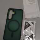 for Samsung Galaxy S25 Case, Matte Magnetic Phone Case with 1 Screen Protector, Support for Magsafe, Translucent Frosted Shockproof Protective Cover for Samsung Galaxy S25, Dark Green