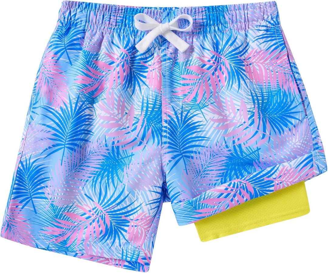2 x westwolf Boys Swim Trunks with Compression Liner Kids Boxer Briefs Bathing Suit 7-20 Years Old Swimming Shorts Quick Dry