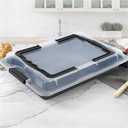 Sheet Cake Pan with Lid, 15"10"2" Deep Jelly Roll Pan, Non-Stick Ceramic Coating Baking Pan, Oven Safe 450F, PFOA & PTFE Free, Bake & Carry for Texas Sheet Cake, Brownies, Potluck (Black)