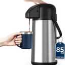 Coffee Carafe for Keeping Hot - Gezoss 85OZ / 2.5L Airpot Coffee Dispenser with Pump - Large Coffee Carafe for Hot Drinks Tea Liquid - Insulated Stainless Steel Hot Water Beverage Urn for Parties