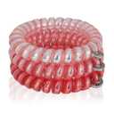 Spiral Hair Ties with Rhinestone Metal Ring, No Damage and No Crease Phone Cord Hair Coils for Medium to Thick Hair, Large Size, 3-Pack, Iridescent Pink Gradient