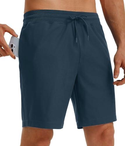 M MAELREG Mens Athletic Shorts with Zipper Pockets 7" Lightweight Quick Dry Sports Gym Workout Running Shorts, Size L