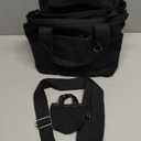 Small Canvas Tote Bag with Multi Pockets, Crossbody Shoulder Bag with Compartments and Zipper, Lightweight Adjustable Tote (Black)