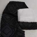 No Hook Shower Curtain Set with Snap in Liner, Black Jacquard Tufted Geometric Bath Curtain, Boho Luxury Hotel Bathroom Decor, Waterproof Washable, 71 x 74 Inch