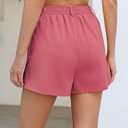 Allimy Womens Summer Box Pleats High Waisted Shorts Elastic Waist Lightweight Hidden Zip Shorts (Pink, S)