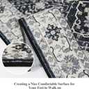 Hallway Washable Runner Rug - 2x7 Kitchen Rugs Entryway Rug Runner Vintage Soft Floor Mat Non Slip Indoor Farmhouse Carpet for Bathroom Living Room Bedroom (2 X 7, Black)