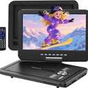 POFOTO 12.5" Portable DVD Player with 10.5" HD Swivel Screen, 6-Hour Battery Life, Car DVD Player with Dual Speakers, Supports CD/DVD/USB/SD Card, Include Car Headrest Mount and Remote Control