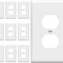 ENERLITES Duplex Receptacle Outlet Wall Plate, Gloss Finish, Midway Size 1-Gang 4.88" x 3.11", Unbreakable Polycarbonate Thermoplastic, UL Listed, 8821M-LA-10PCS, White, 10 Pack
