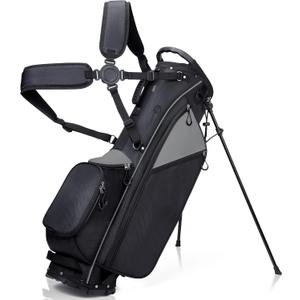 KYTAI Lightweight 7 Way Divider Golf Stand Bag for Men/Women- Dual Straps, Stable Stand, Multiple Pockets, Rain Hood & Towel Ring (Black)