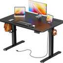 Huuger Electric Standing Desk with Power Outlets and USB-C Port, 39 X 24 Inch Height Adjustable Desk, Sit Stand Desk for Home Office, Computer & Gaming Desk with 4 Presets, Stable Steel Frame, Black, 39.4 x 23.6 inch
