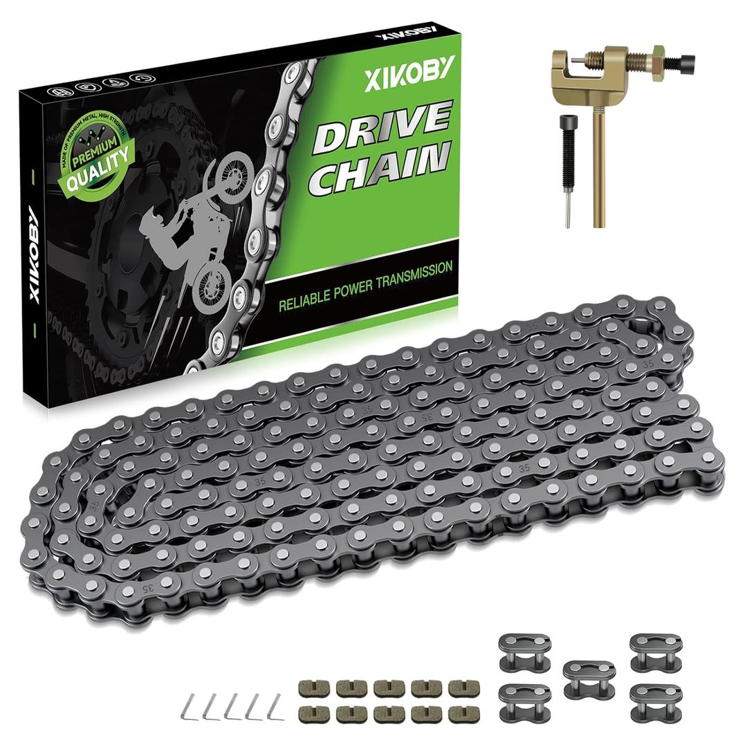 35 Chain 140 Links Chain Breaker Kit for Mini Bike Coleman CT100U CC100X Baja DB30 Blitz Racer Motovox MBX10 MBX11 Monster Mega Moto 80 105cc Predator 212cc 100cc 97cc Go Kart Minibike Parts