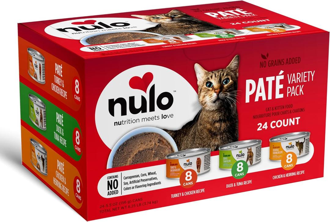 Nulo Variety Flavors Pate Wet Canned Cat Food, 5.5 Ounce (Pack of 24), Best By: MAY 16, 27