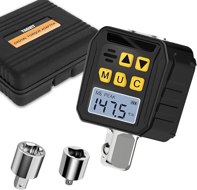 TAGVIT 1/2” Drive Digital Torque Adapter, 7.38147.5 Ftlb/10200 Nm Digital Torque Wrench Converter with 3/8" and 1/4" Adapters for Bicycle Motorcycle Car Repair