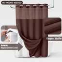 No Hook Shower Curtain and Liner Set,Brown Hotel Waffle Shower Curtain with Liner 75" L x 72" W