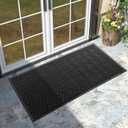 Yimobra Large Door Mat Outside Entrance 47x24, Waterproof Heavy Duty Outdoor Mats for Front Door, Non Slip Rubber Entry Mat for Garage Patio Indoor, Easy Clean, Black
