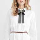 Bow Tie for Women Girls, Rhinestone Bowtie Pre-tied Womens Neck Tie for Shirt Uniform Wedding (Black-adjustable Style)